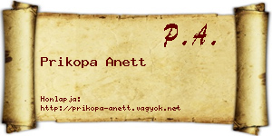 Prikopa Anett névjegykártya